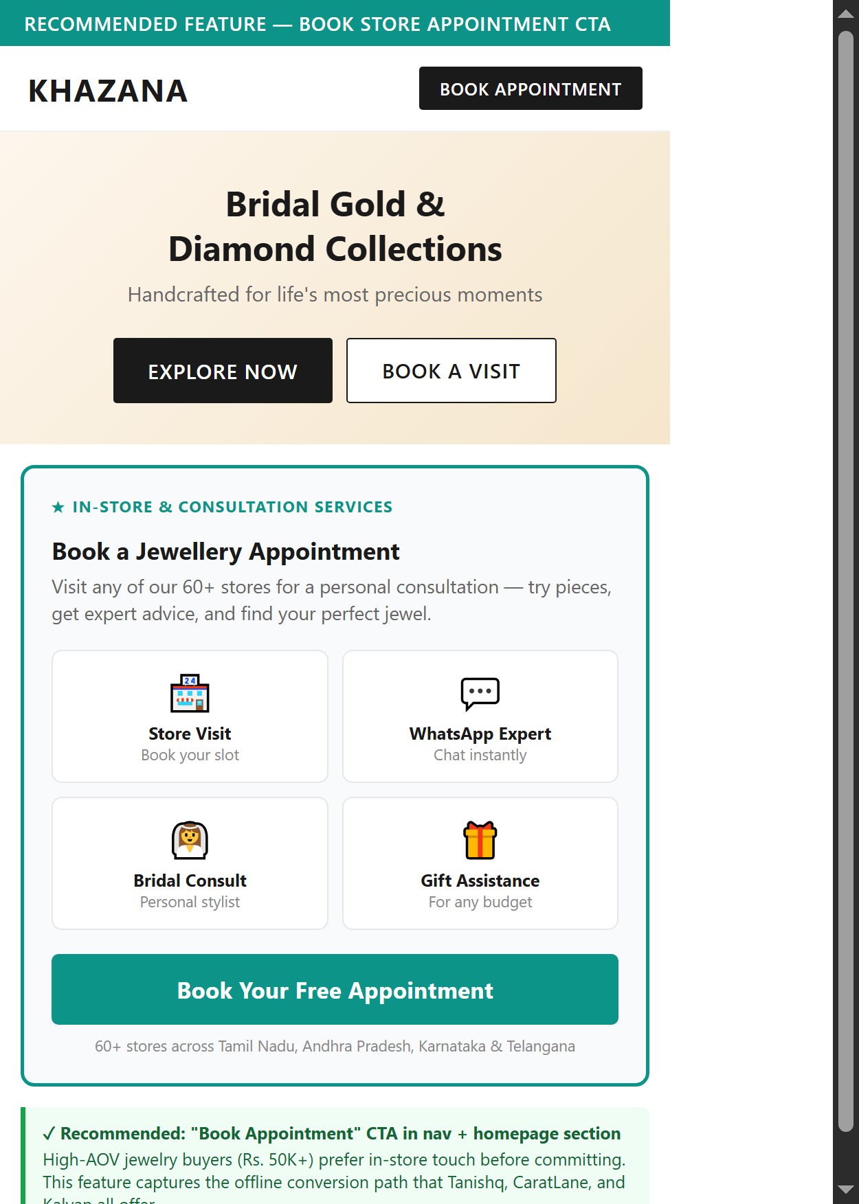 Proposed design â€” Book Appointment CTA