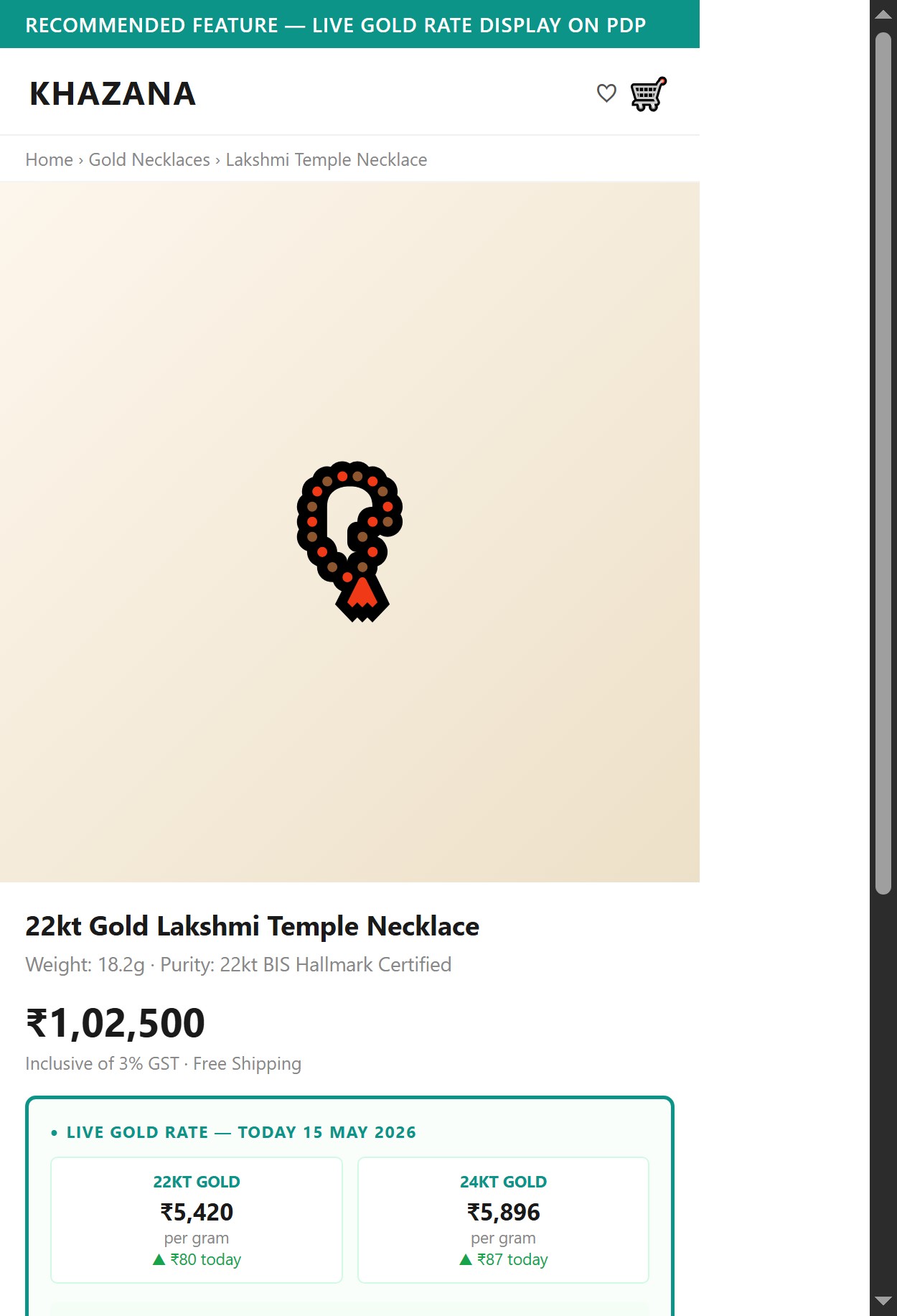 Proposed design â€” Live Gold Rate widget